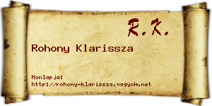 Rohony Klarissza névjegykártya